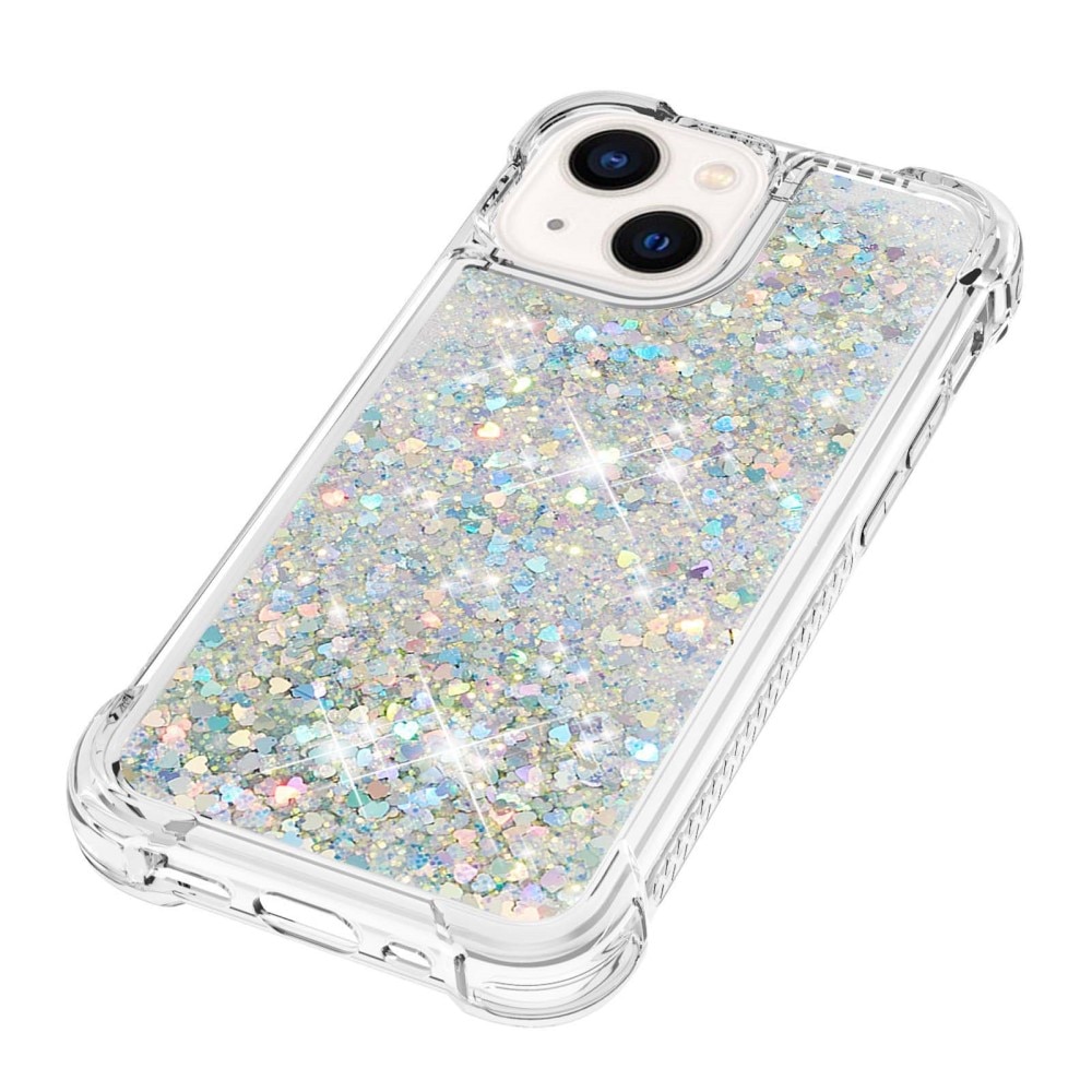 Coque Glitter Powder TPU iPhone 15, argent