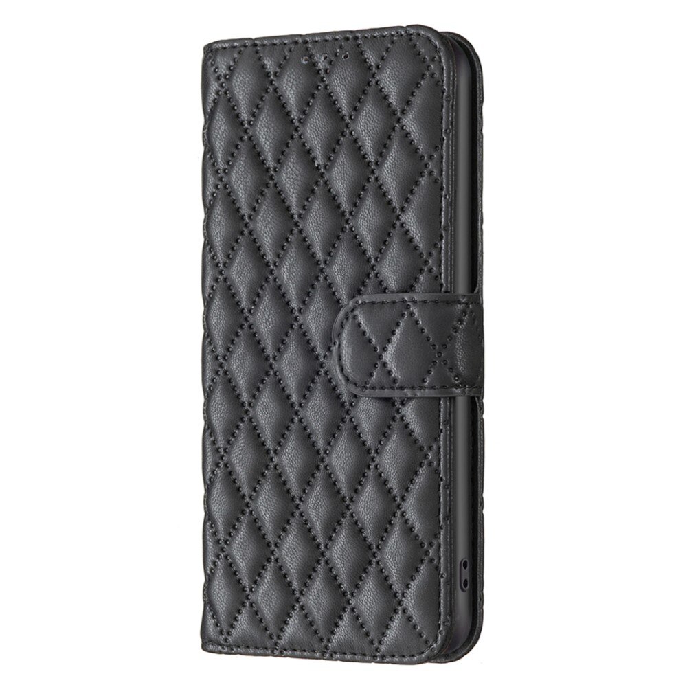 Coque portefeuille matelassé iPhone 15, noir