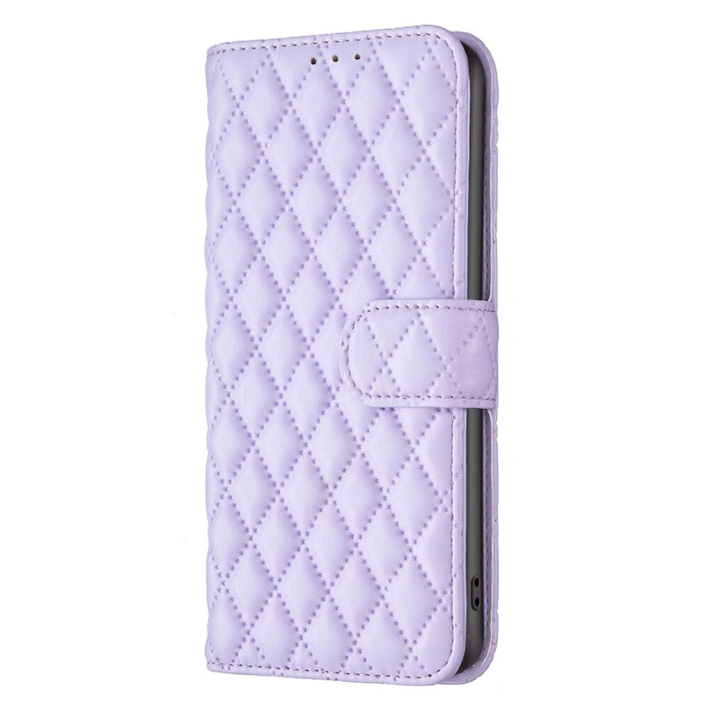 Coque portefeuille matelassé iPhone 15, violet