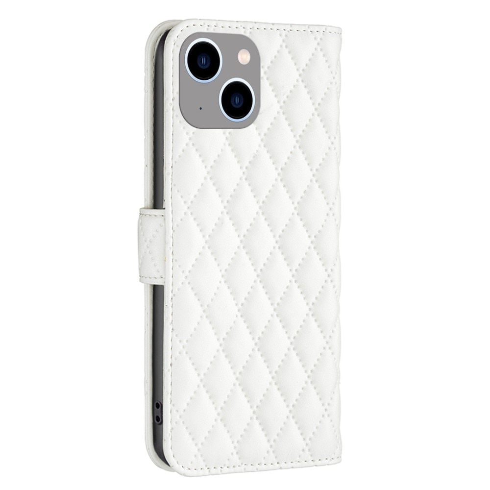 Coque portefeuille matelassé iPhone 15, blanc