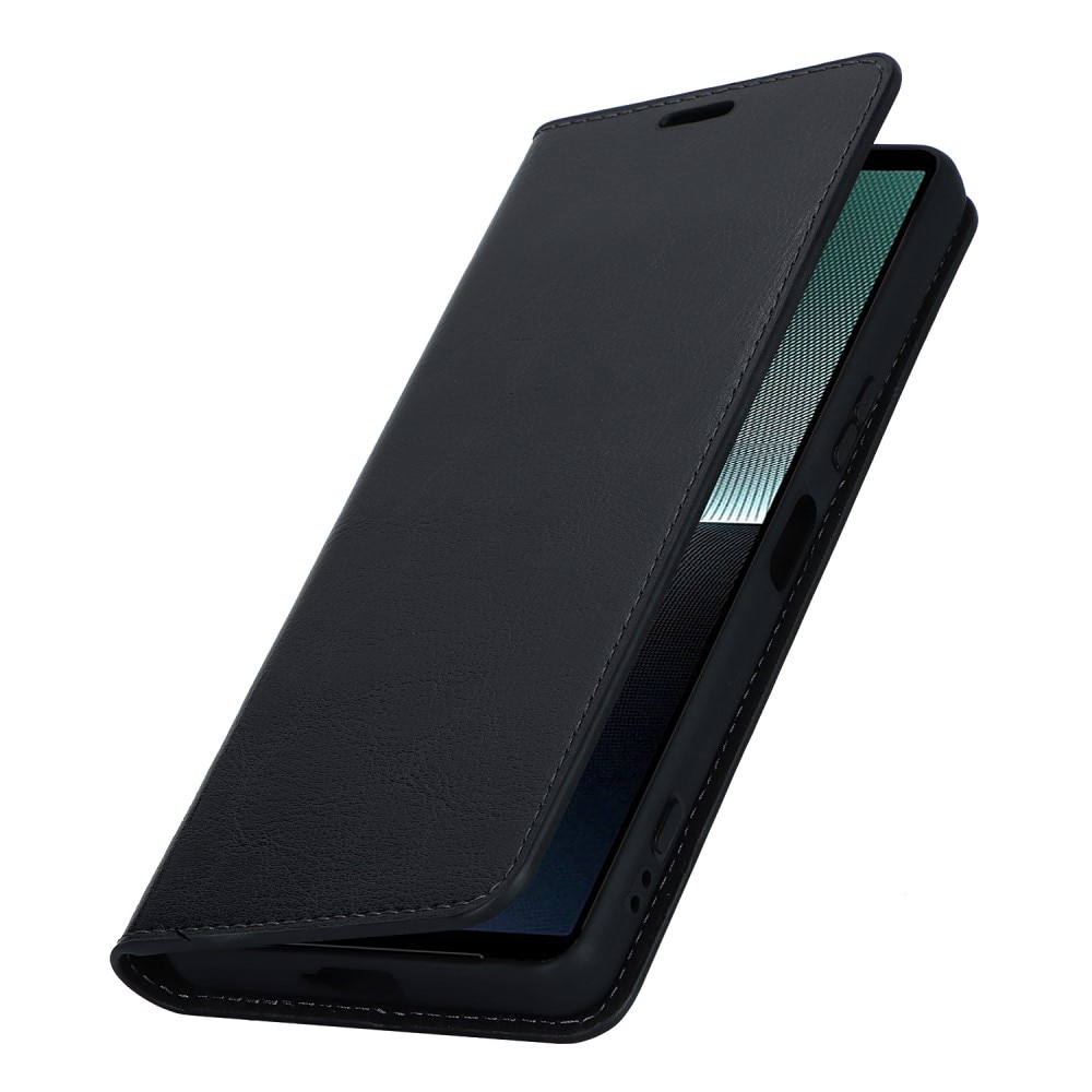 Coque portefeuille en cuir Veritable Sony Xperia 1 V, Noir