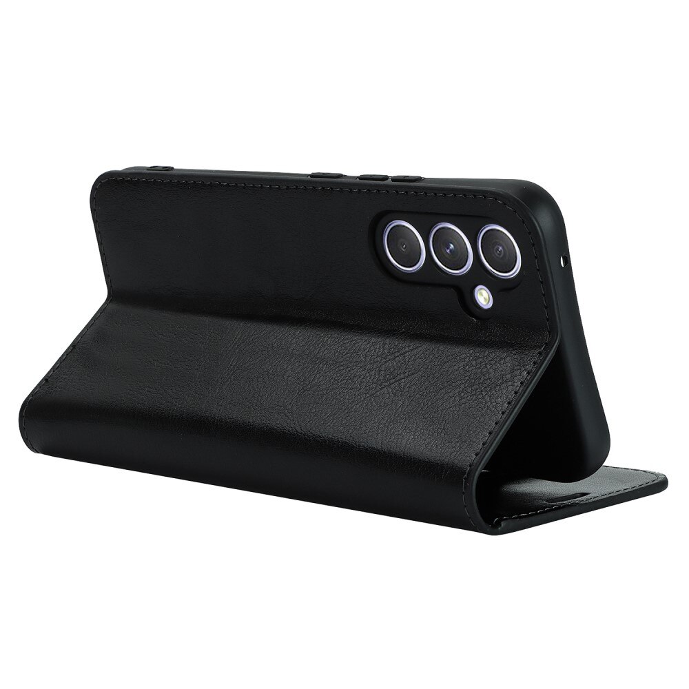 Coque portefeuille en cuir Veritable Samsung Galaxy A54, Noir