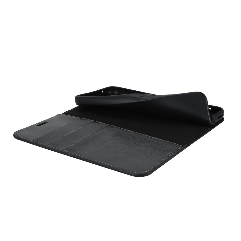 Coque portefeuille en cuir Veritable Samsung Galaxy A54, Noir