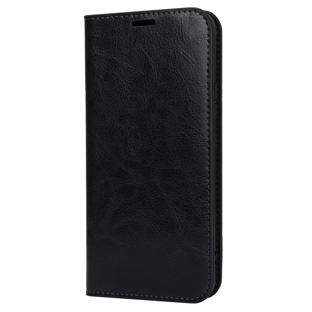 Coque portefeuille en cuir Veritable Samsung Galaxy A54, noir