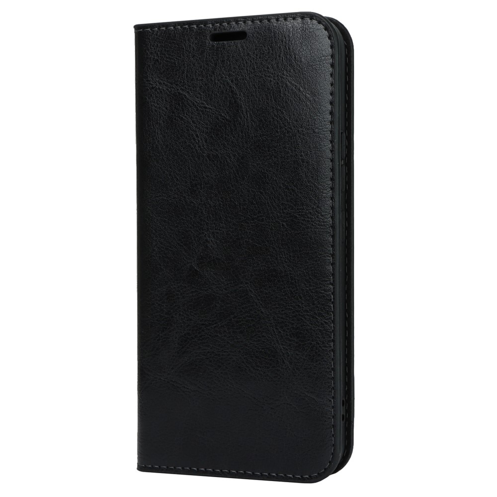Coque portefeuille en cuir Veritable Samsung Galaxy A54, Noir