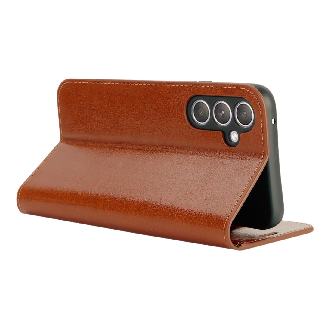 Coque portefeuille en cuir Veritable Samsung Galaxy A54, Marron