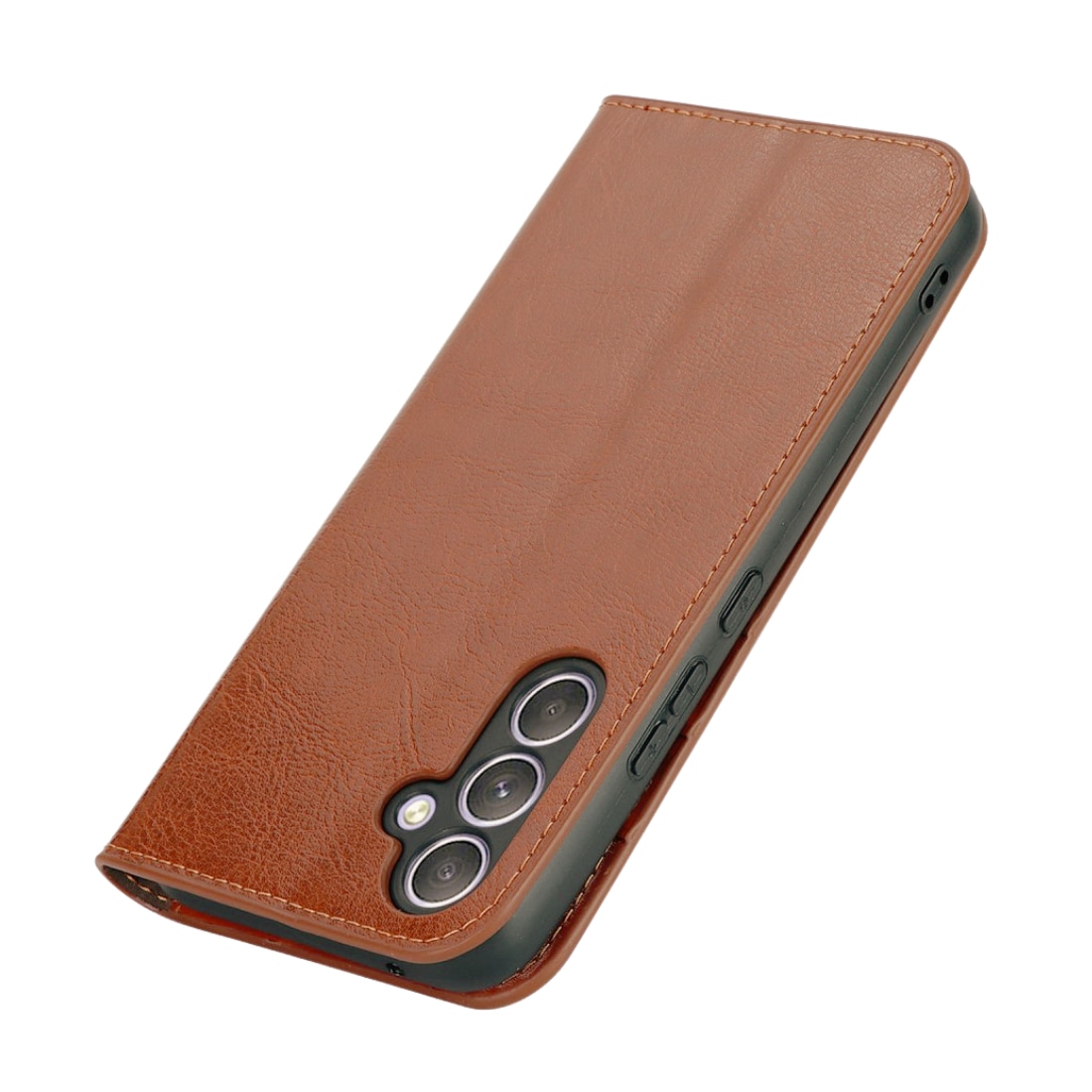 Coque portefeuille en cuir Veritable Samsung Galaxy A54, Marron