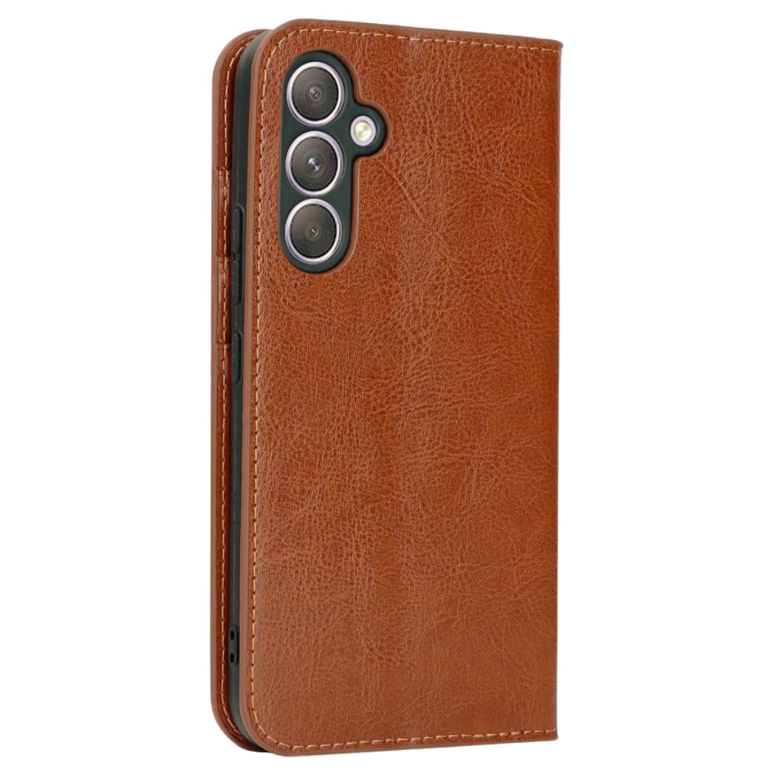 Coque portefeuille en cuir Veritable Samsung Galaxy A54, Marron