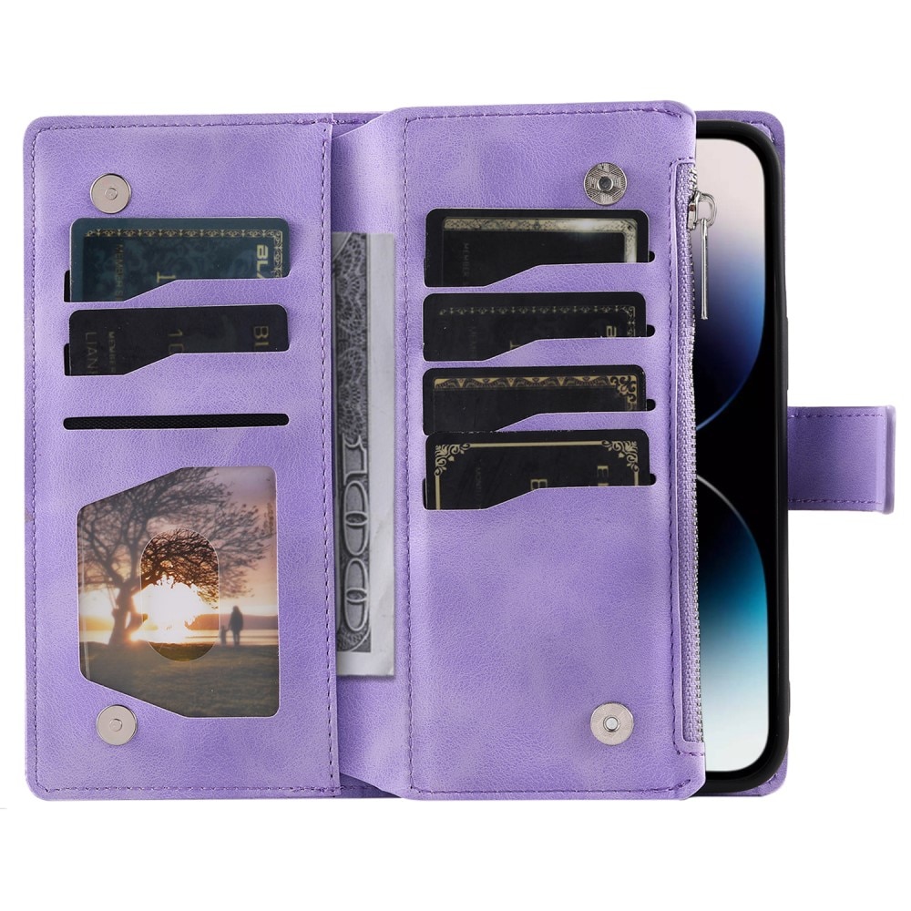 Étui portefeuille Mandala iPhone 15 Pro, violet