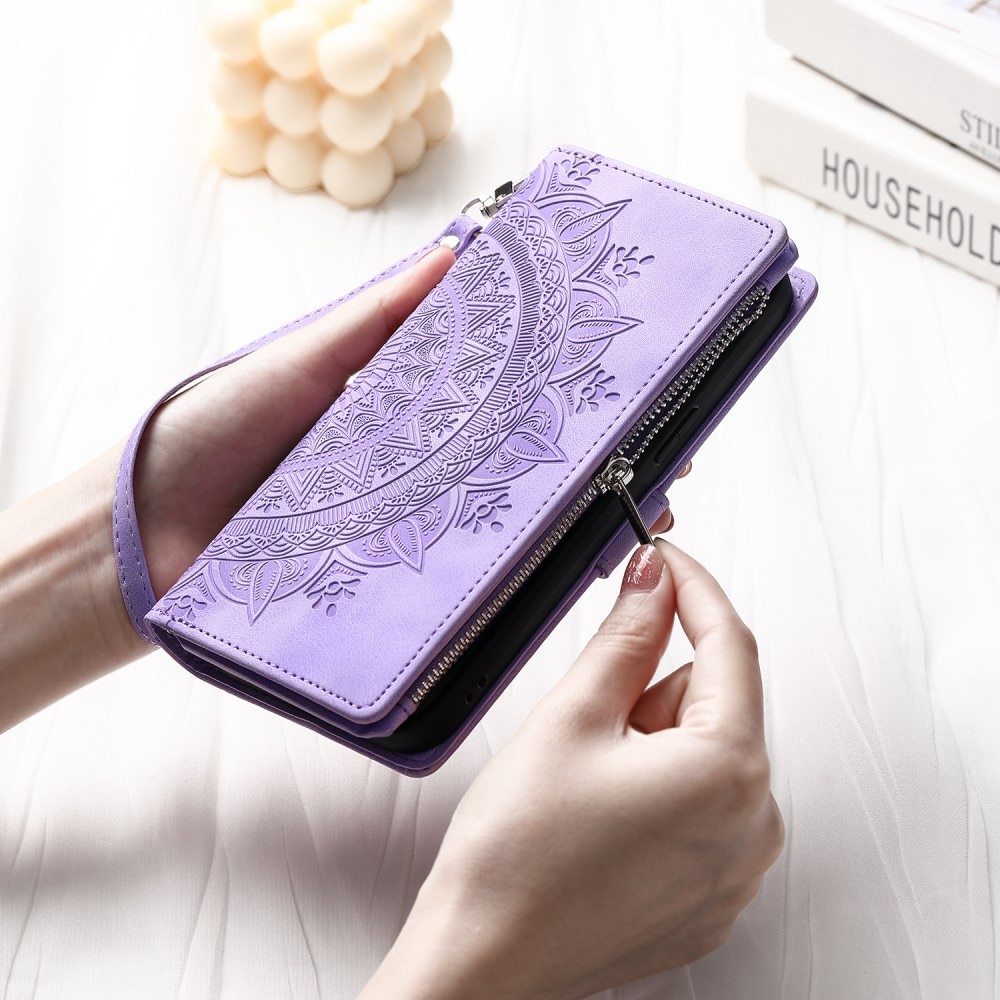 Étui portefeuille Mandala iPhone 15 Pro, violet