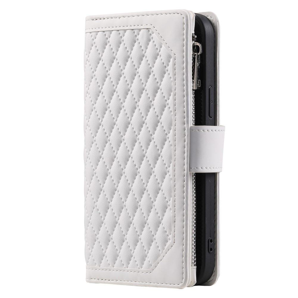Étui portefeuille matelassée pour iPhone 15, Blanc