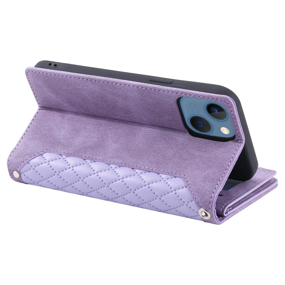 Étui portefeuille matelassée pour iPhone 15 Plus, violet