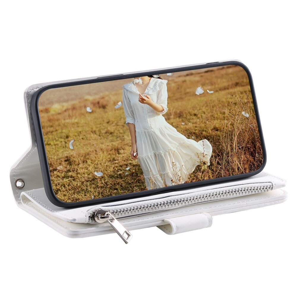 Étui portefeuille matelassée pour iPhone 15 Plus, Blanc