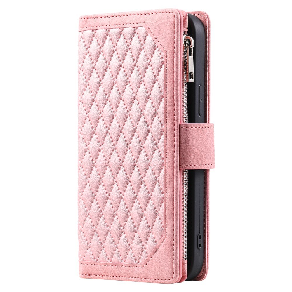 Étui portefeuille matelassée pour iPhone 15 Pro, Rose