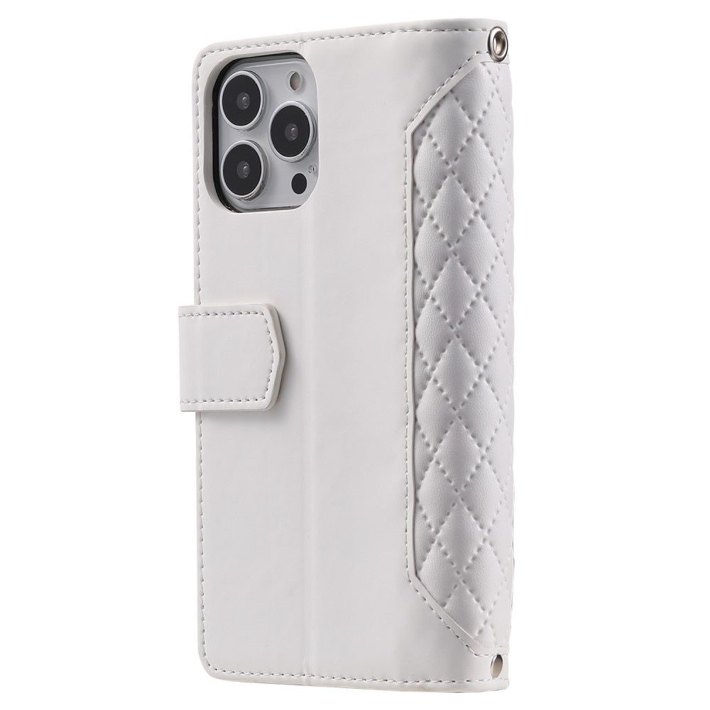 Étui portefeuille matelassée pour iPhone 15 Pro, blanc