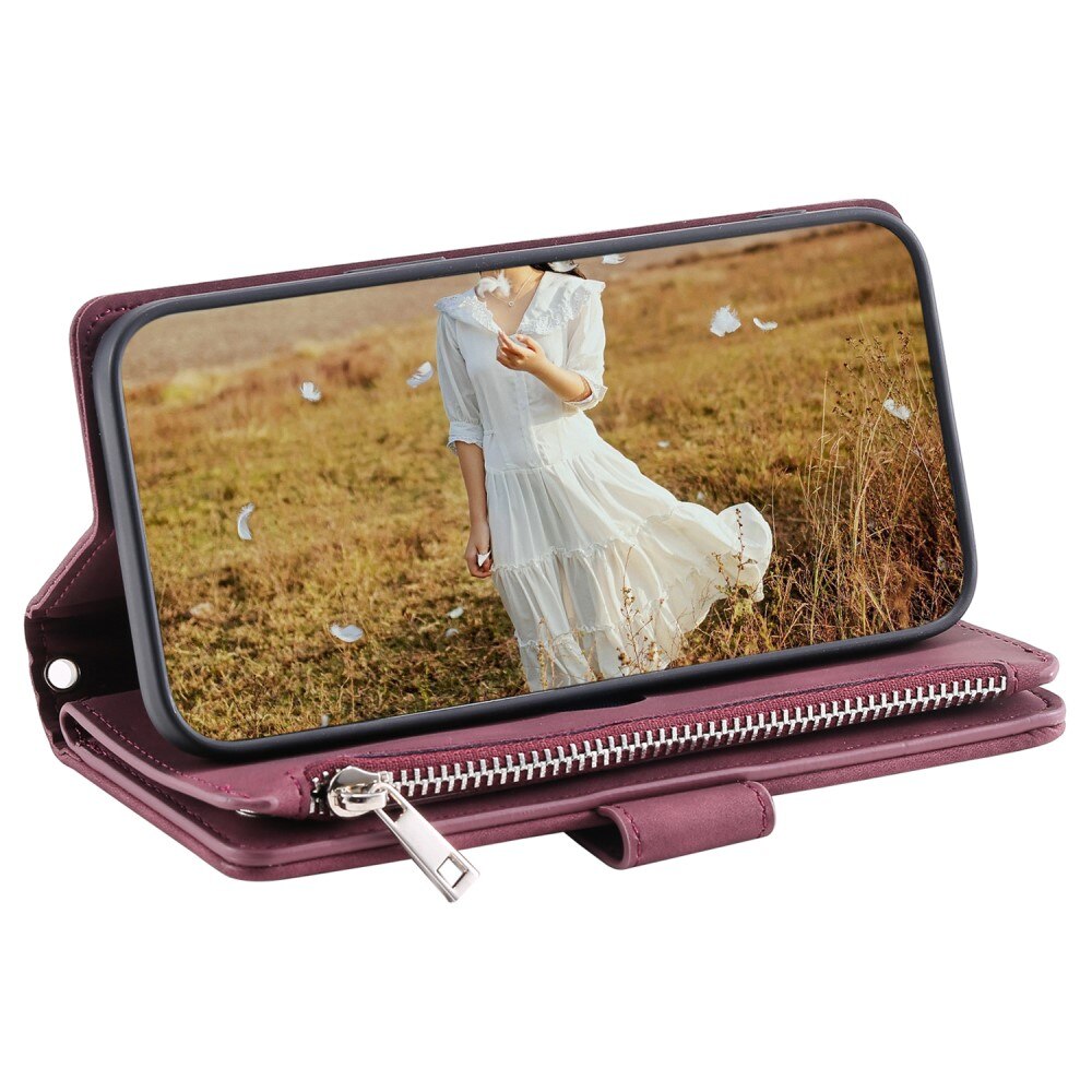 Étui portefeuille matelassée pour iPhone 15 Pro Max, Rouge