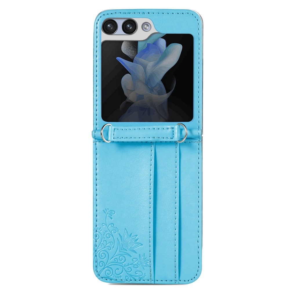 Étui en cuir à papillons pour Samsung Galaxy Z Flip 6, bleu