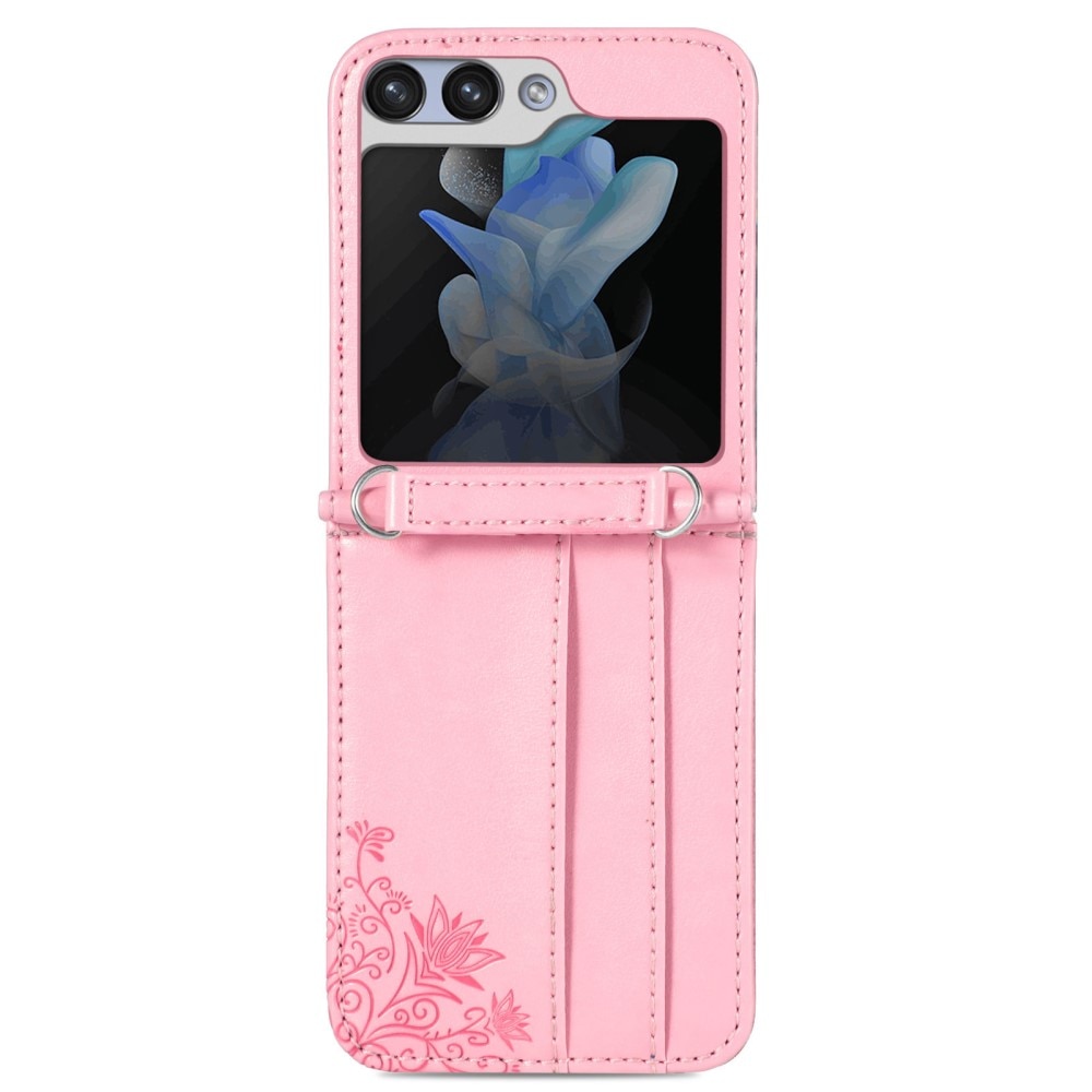Étui en cuir à papillons pour Samsung Galaxy Z Flip 5, rose
