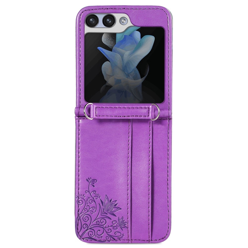 Étui en cuir à papillons pour Samsung Galaxy Z Flip 5, violet