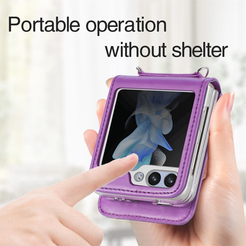 Étui en cuir à papillons pour Samsung Galaxy Z Flip 6, violet