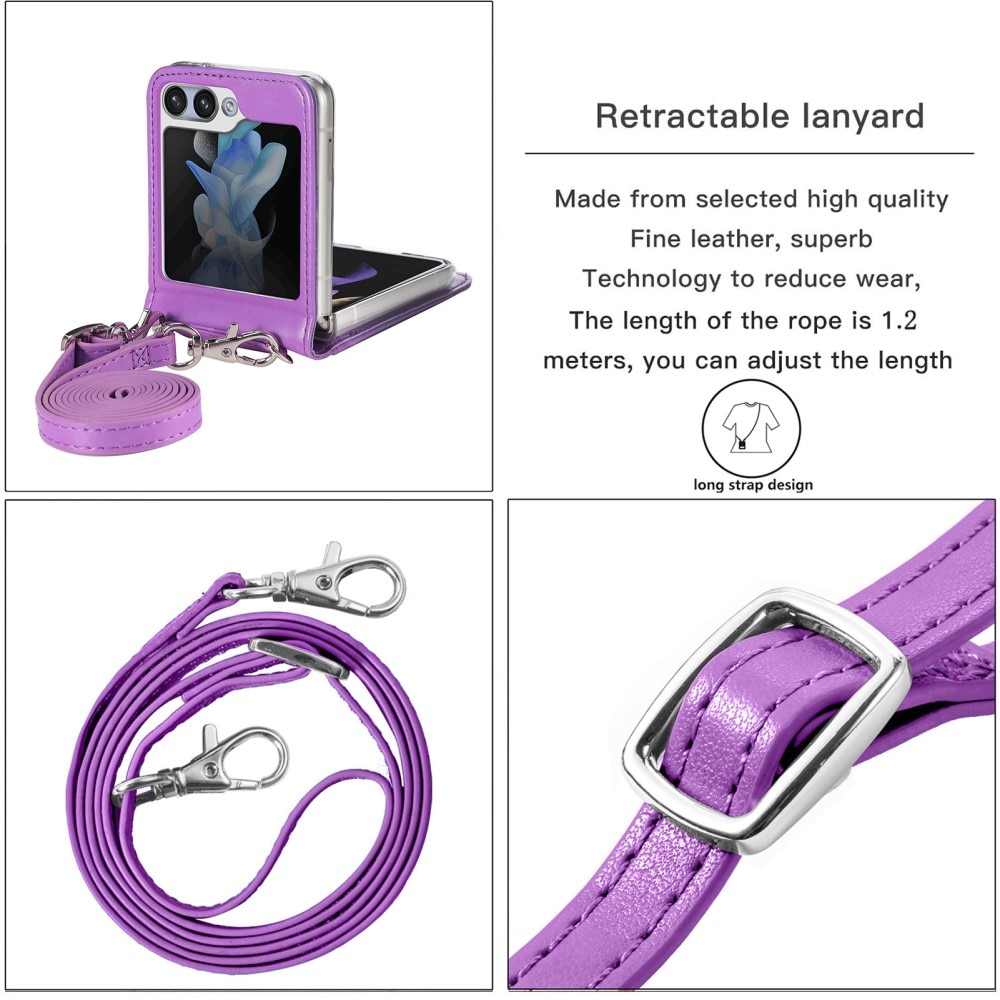 Étui en cuir à papillons pour Samsung Galaxy Z Flip 6, violet