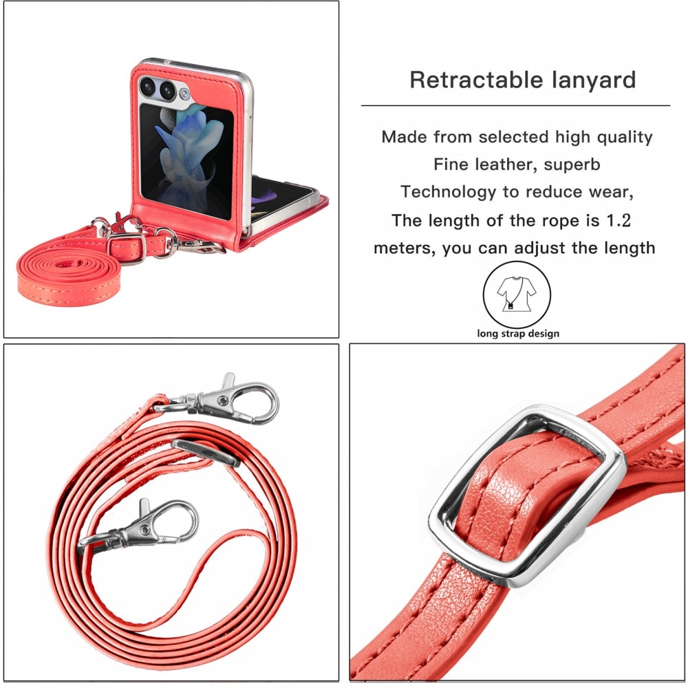 Étui en cuir à papillons pour Samsung Galaxy Z Flip 5, rouge