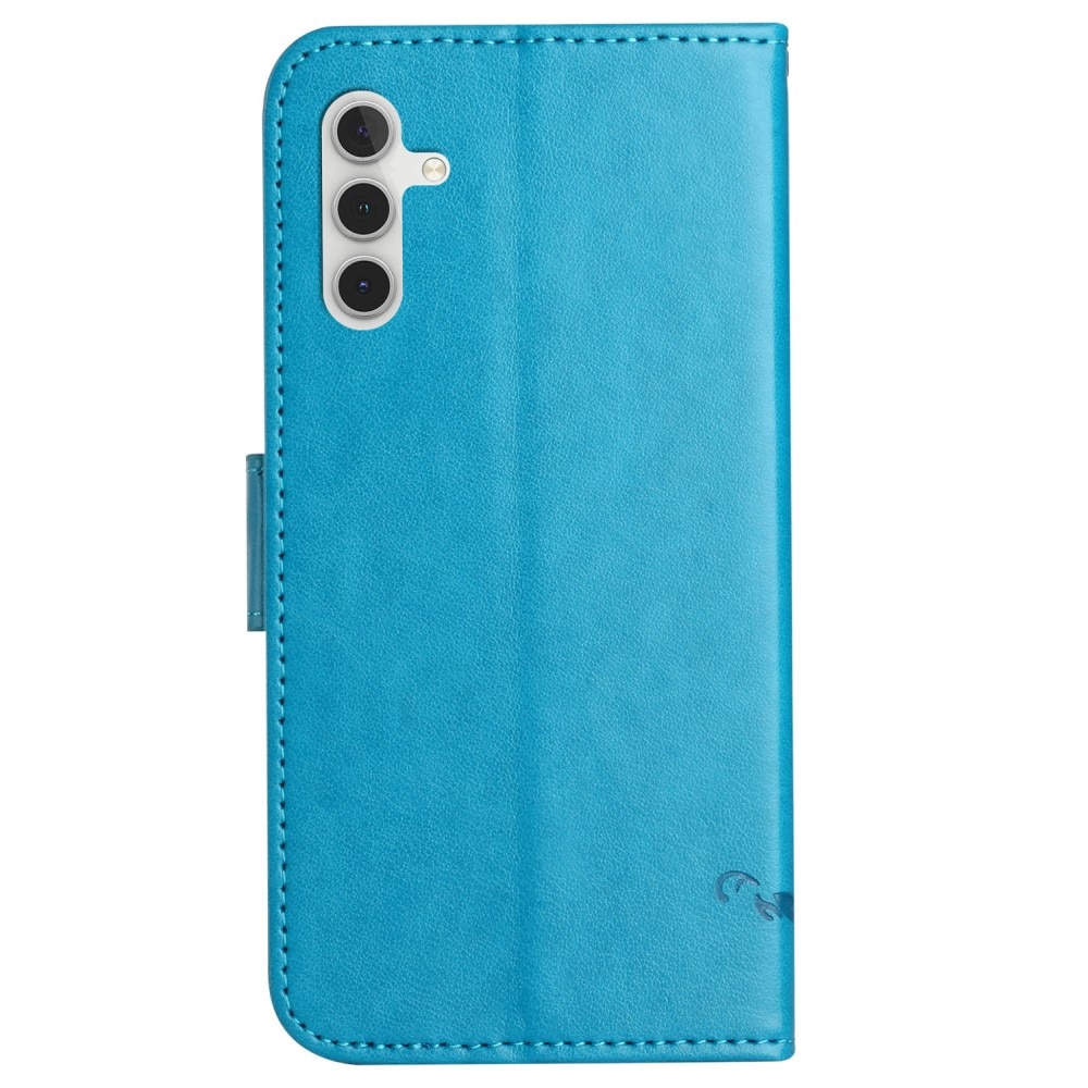 Étui en cuir à papillons pour Samsung Galaxy S23 FE, Bleu