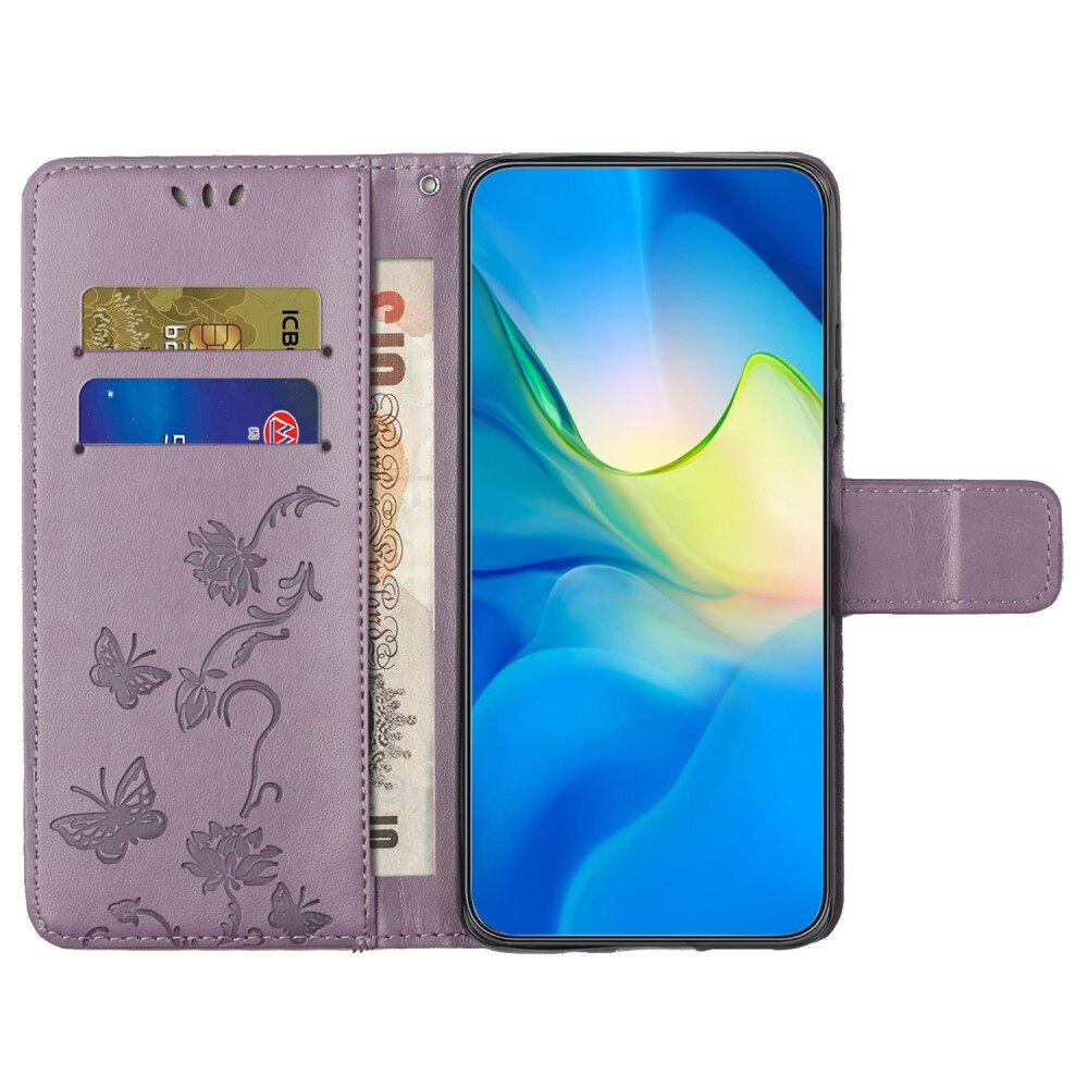 Étui en cuir à papillons pour Samsung Galaxy S23 FE, Violet