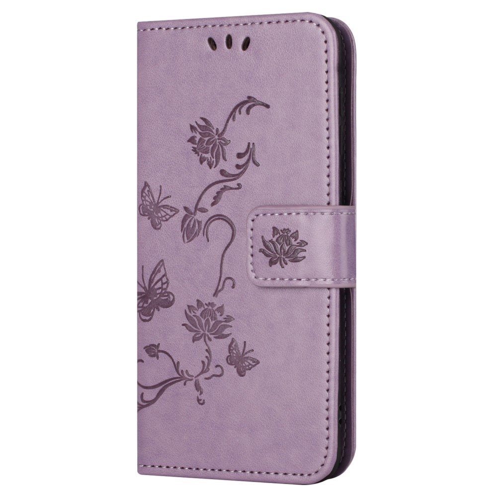 Étui en cuir à papillons pour Samsung Galaxy S23 FE, violet