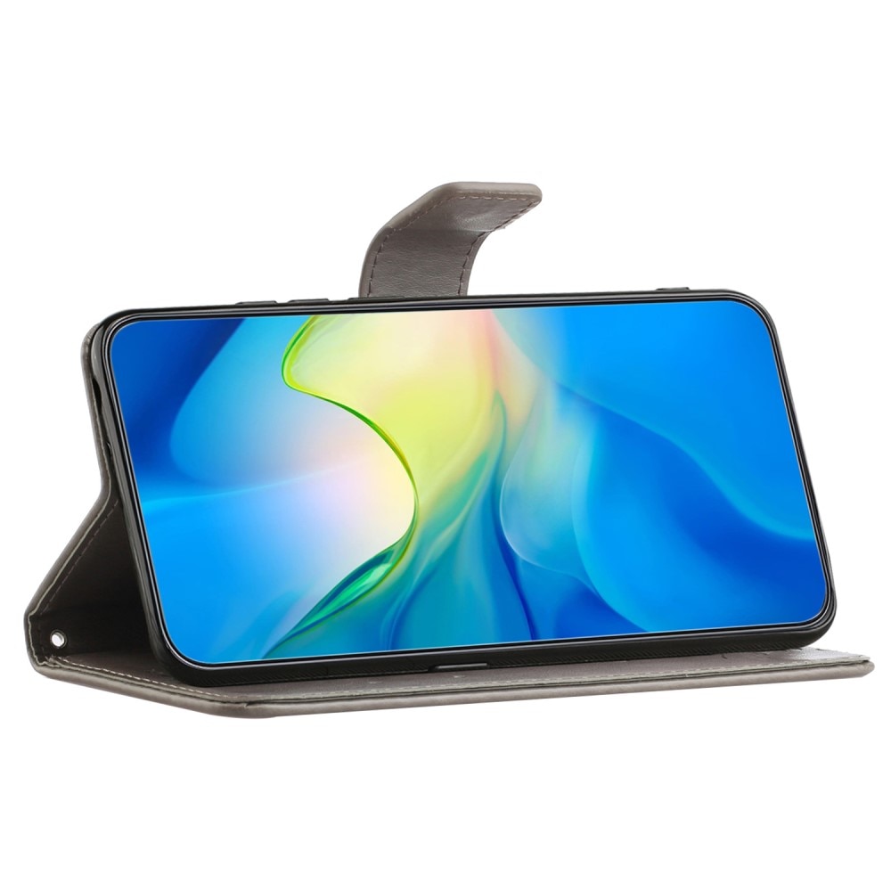 Étui en cuir à papillons pour Samsung Galaxy S23 FE, Gris