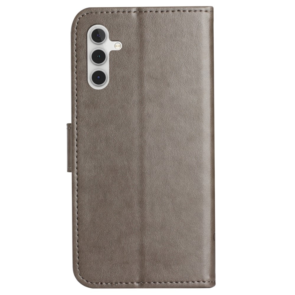 Étui en cuir à papillons pour Samsung Galaxy S23 FE, Gris