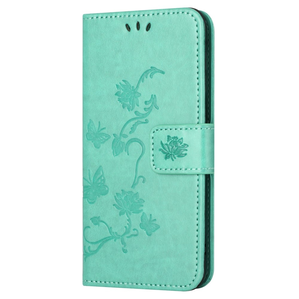 Étui en cuir à papillons pour Samsung Galaxy S23 FE, vert
