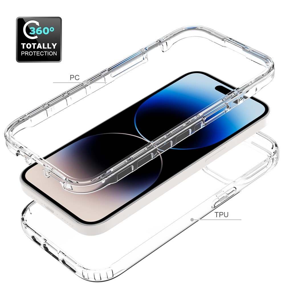 Coque de couverture complète iPhone 15, Transparent