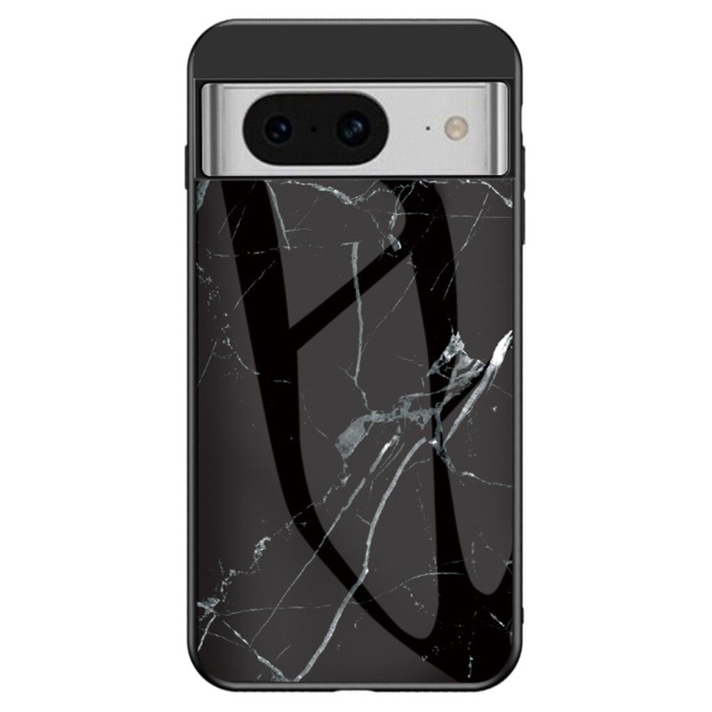 Coque en verre trempé Google Pixel 8, marbre noir