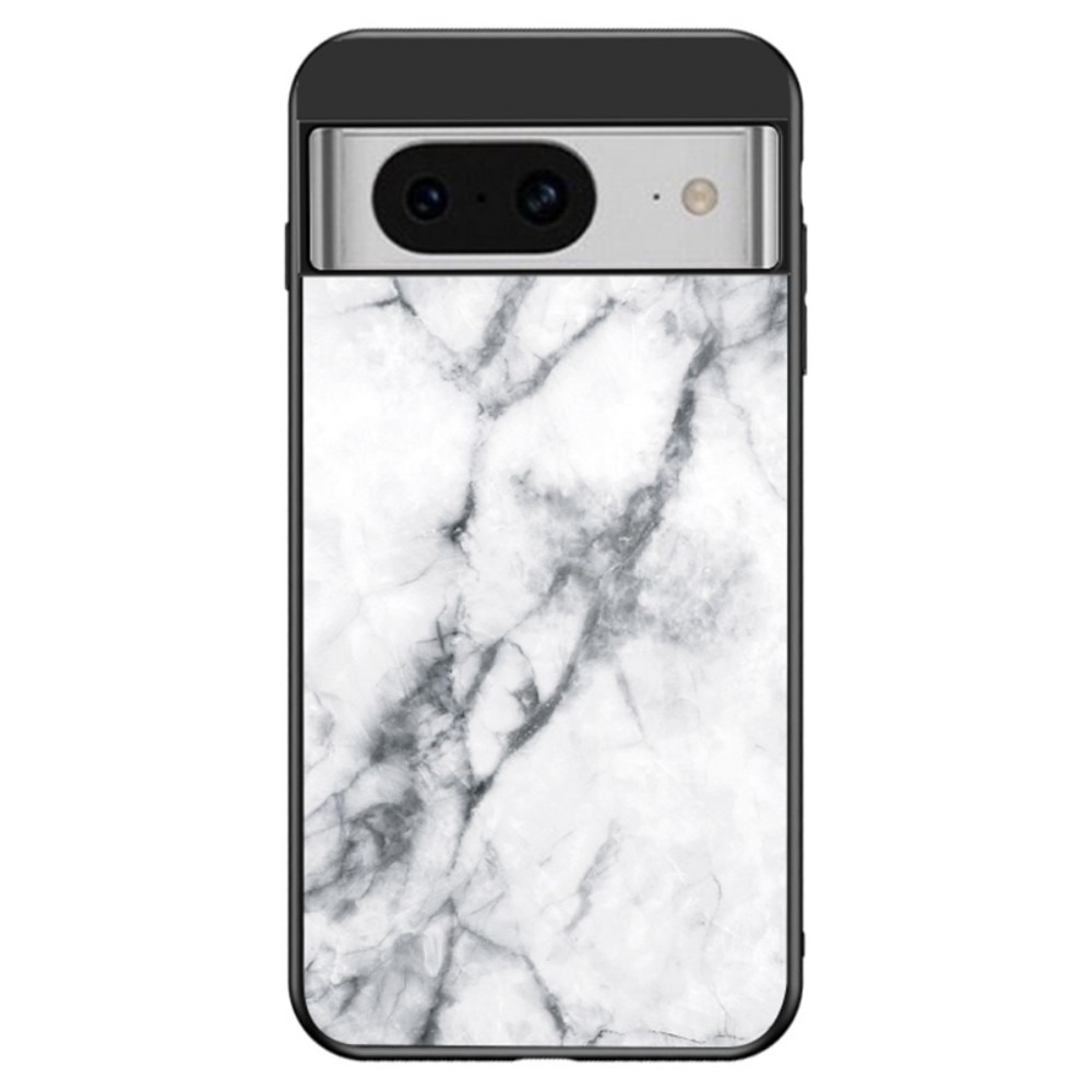 Coque en verre trempé Google Pixel 8, marbre blanc