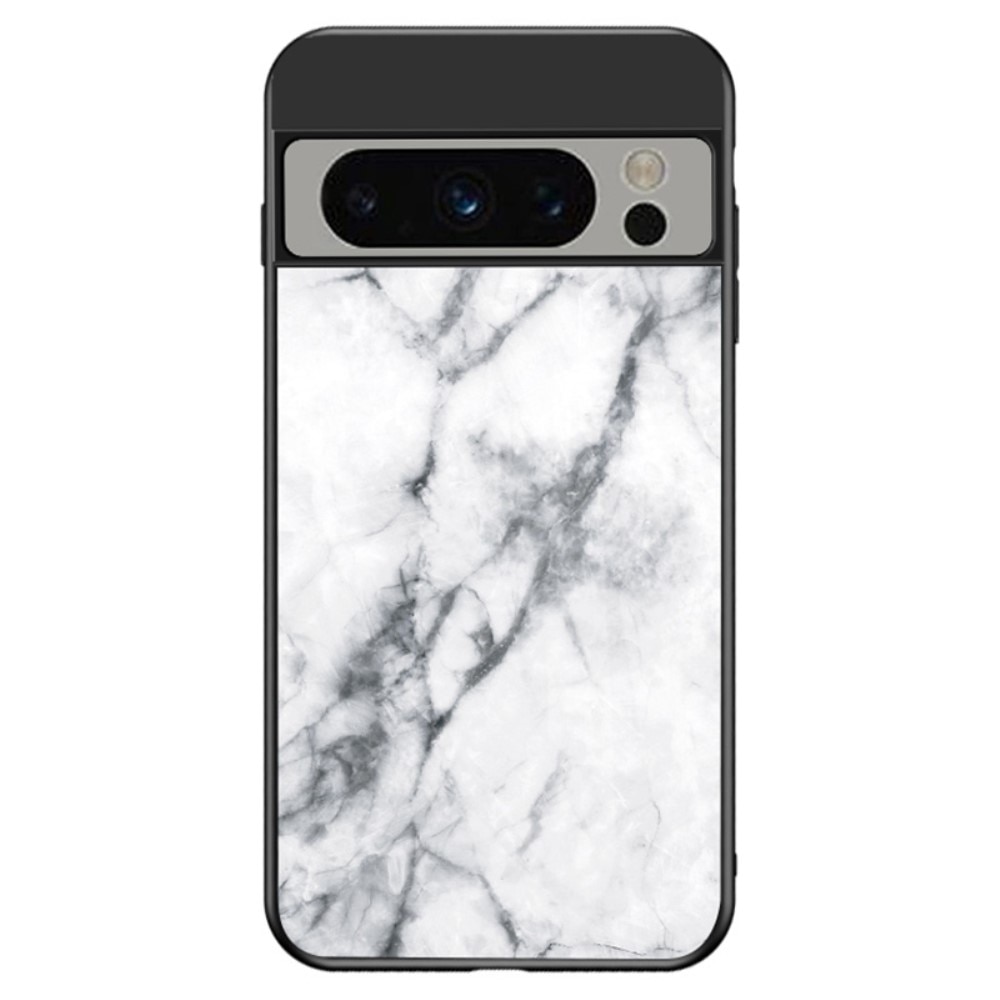 Coque en verre trempé Google Pixel 8 Pro, marbre blanc