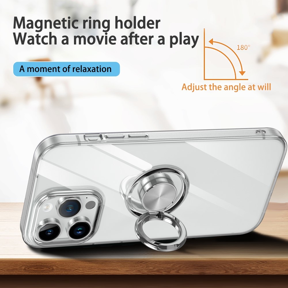 Coque Finger Ring Kickstand iPhone 15 Pro, transparent