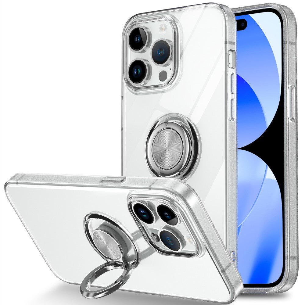 Coque Finger Ring Kickstand iPhone 15, transparent