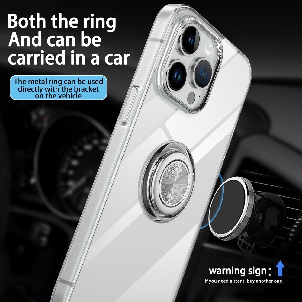 Coque Finger Ring Kickstand iPhone 15, transparent