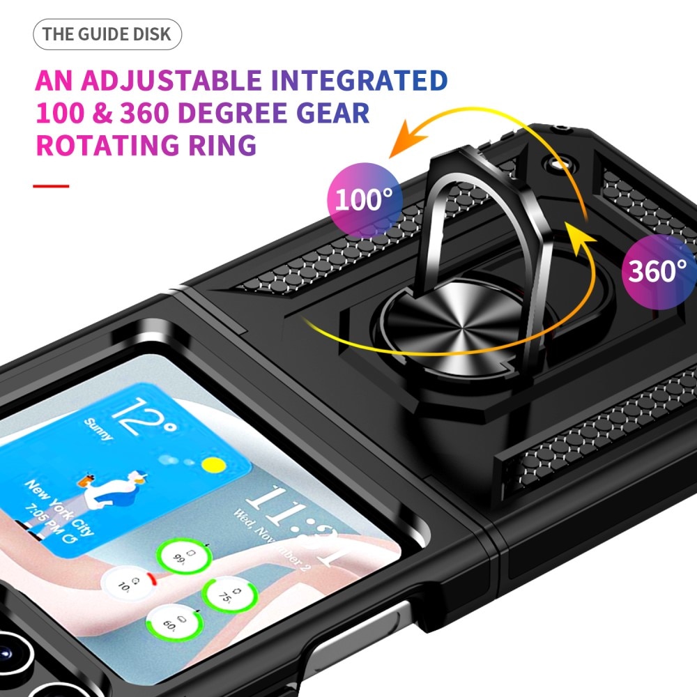 Coque hybride Tech Ring Samsung Galaxy Z Flip 5, noir