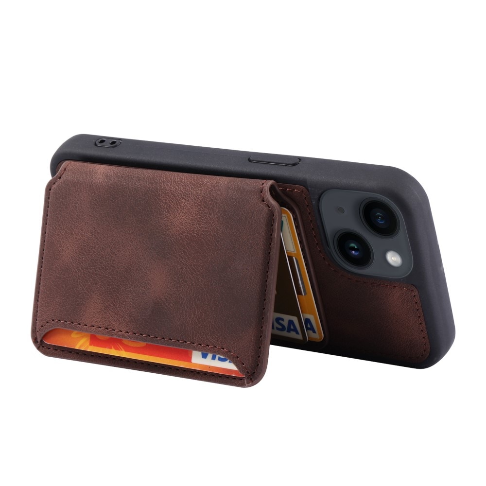 Coque porte-cartes Multi-slot anti-RFID iPhone 15 Plus, marron