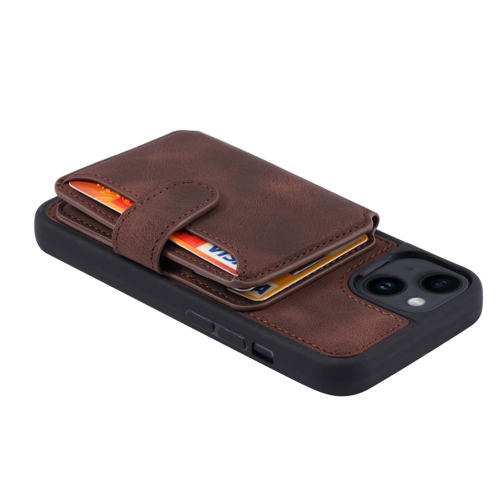 Coque porte-cartes Multi-slot anti-RFID iPhone 15 Plus, marron