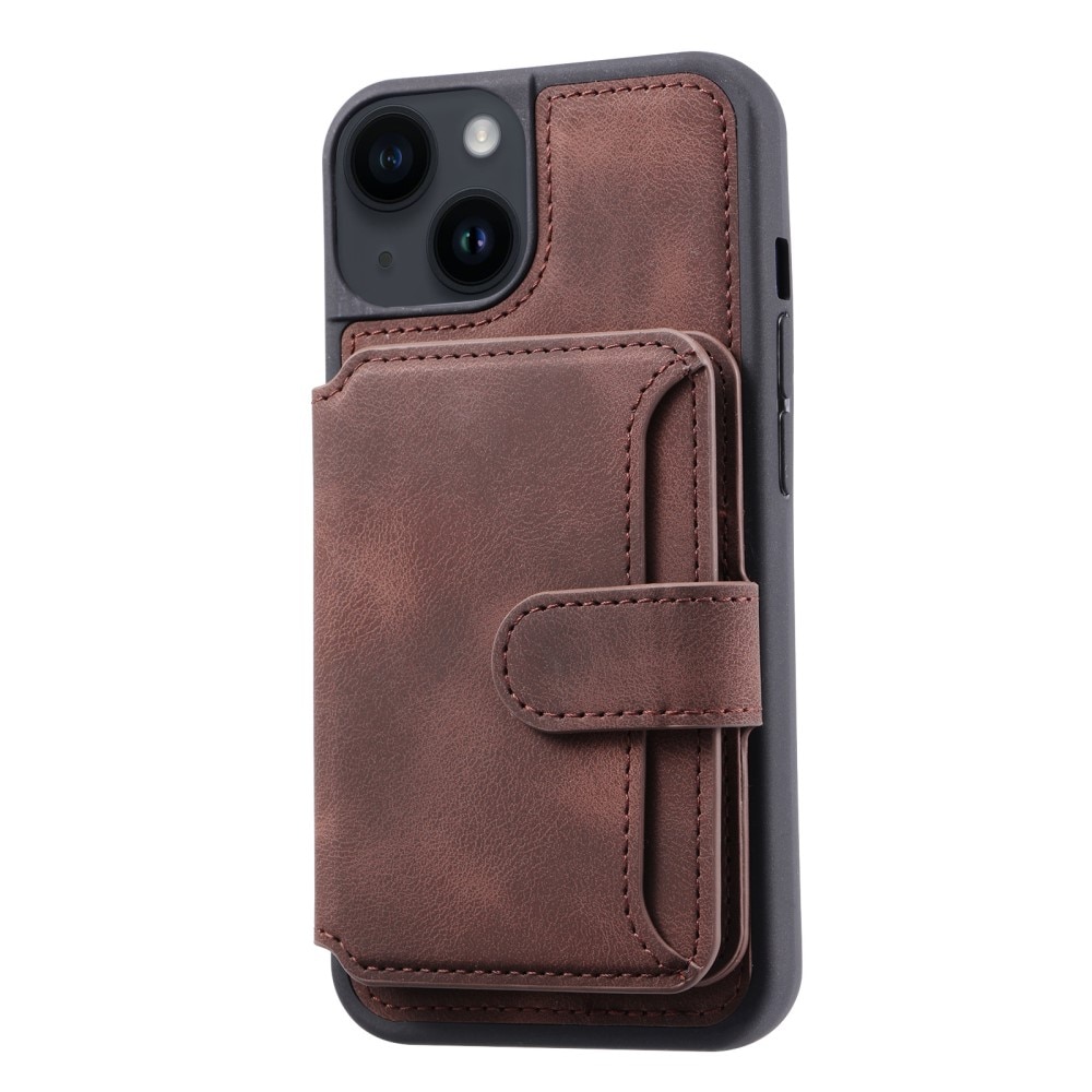 Coque porte-cartes Multi-slot anti-RFID iPhone 15 Plus, marron