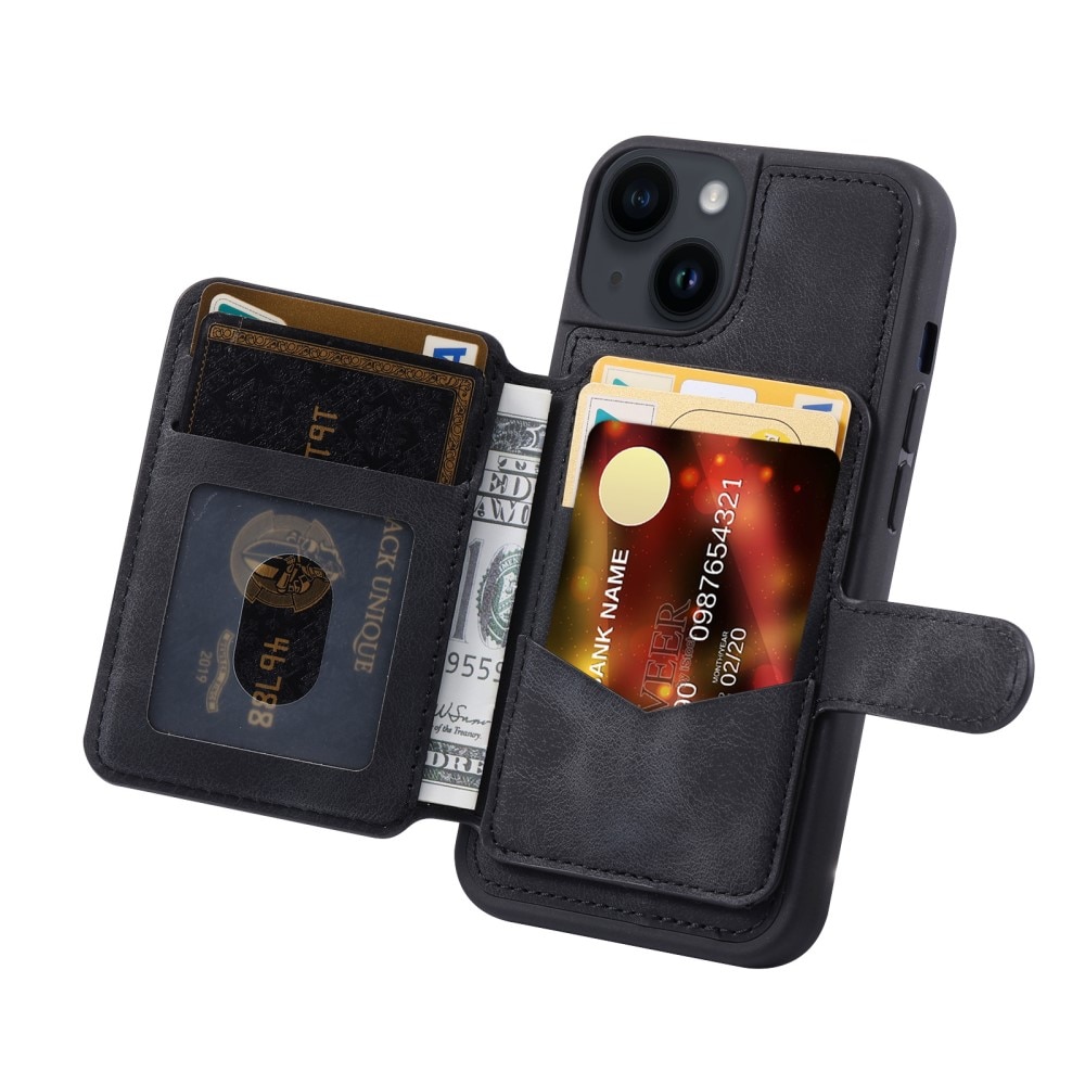 Coque porte-cartes Multi-slot anti-RFID iPhone 15 Plus, noir