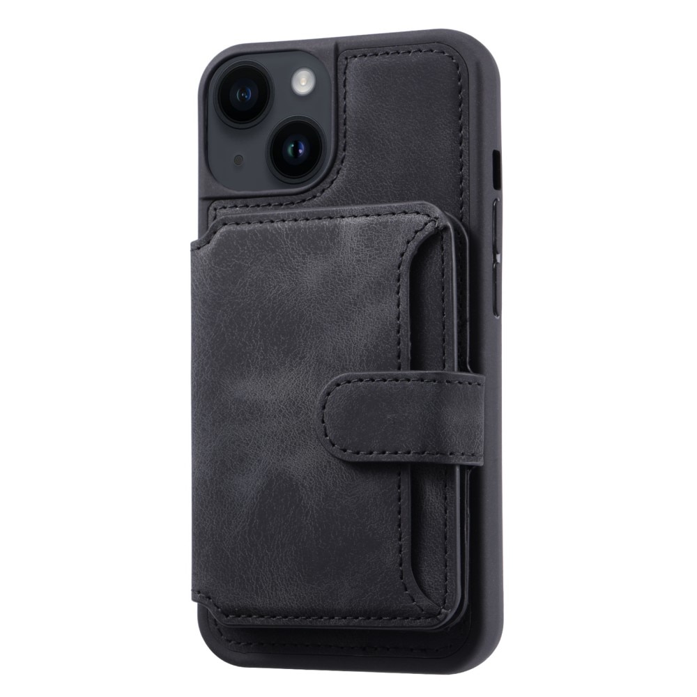 Coque porte-cartes Multi-slot anti-RFID iPhone 15 Plus, noir