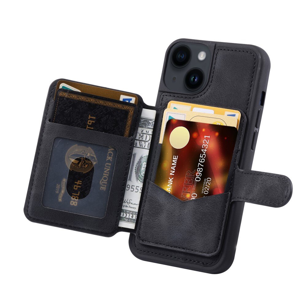 Coque porte-cartes Multi-slot anti-RFID iPhone 15, noir