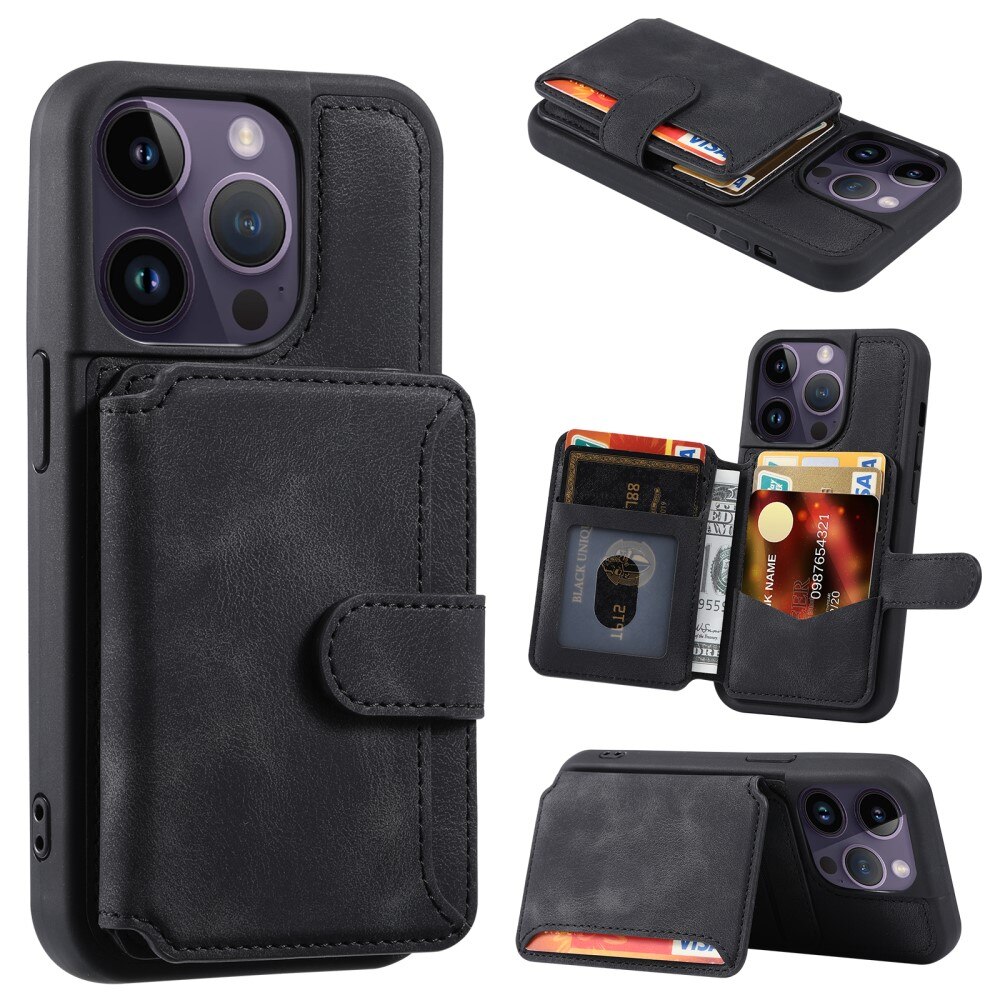 Coque porte-cartes Multi-slot anti-RFID iPhone 15 Pro, noir