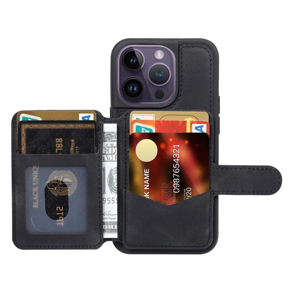 Coque porte-cartes Multi-slot anti-RFID iPhone 15 Pro, noir