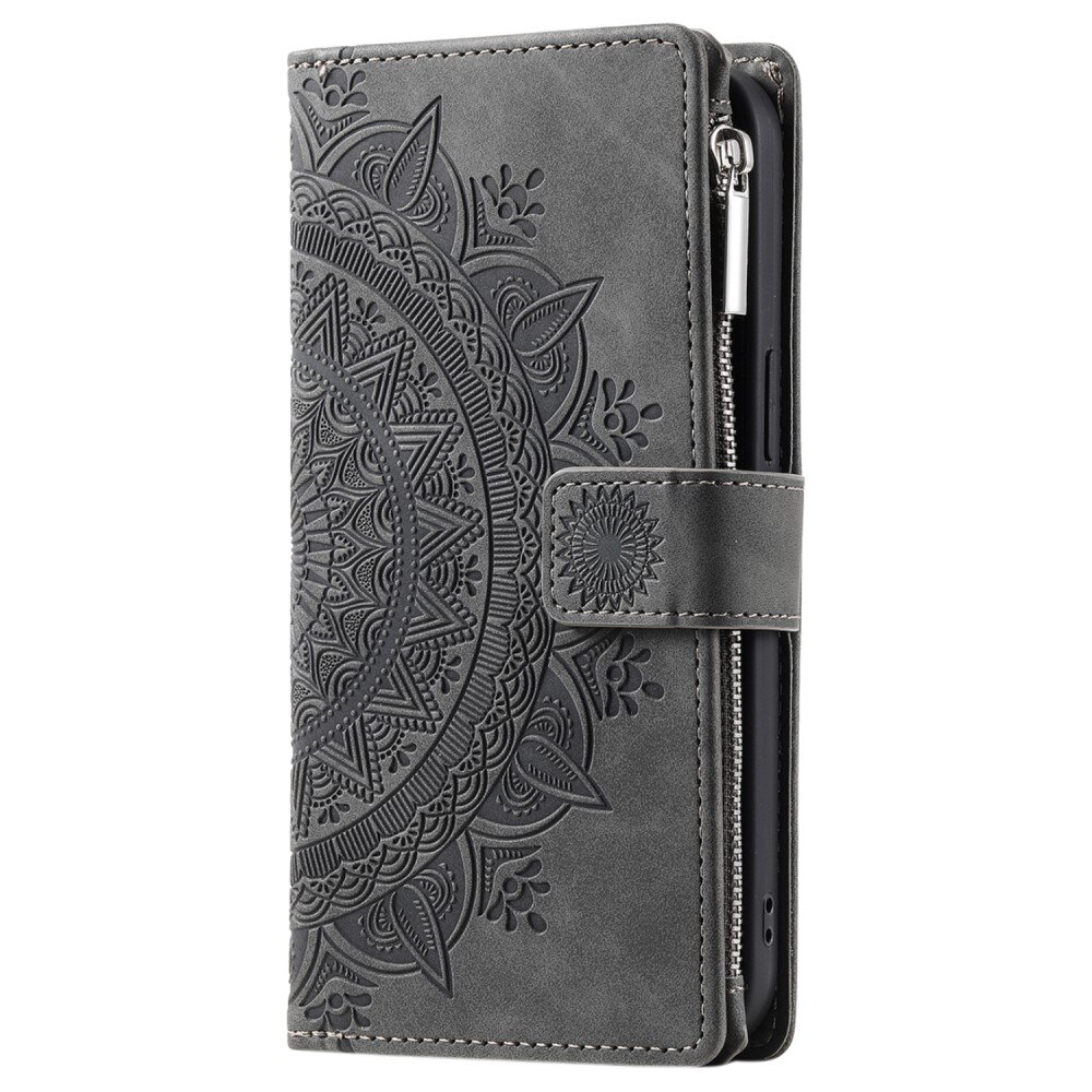 Étui portefeuille Mandala Samsung Galaxy S23 FE, gris