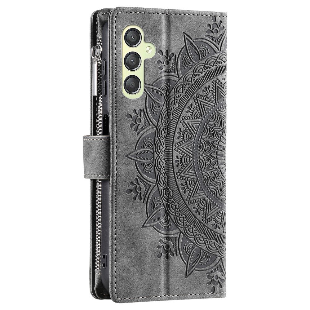 Étui portefeuille Mandala Samsung Galaxy S23 FE, gris